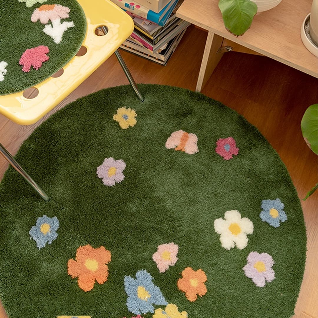 Flower Round Rug サークル フラワーガーデンラグ